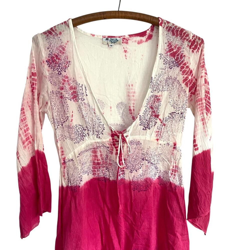 Vintage Bella Sol Pink and White Tunic Top: 90s, Y2K